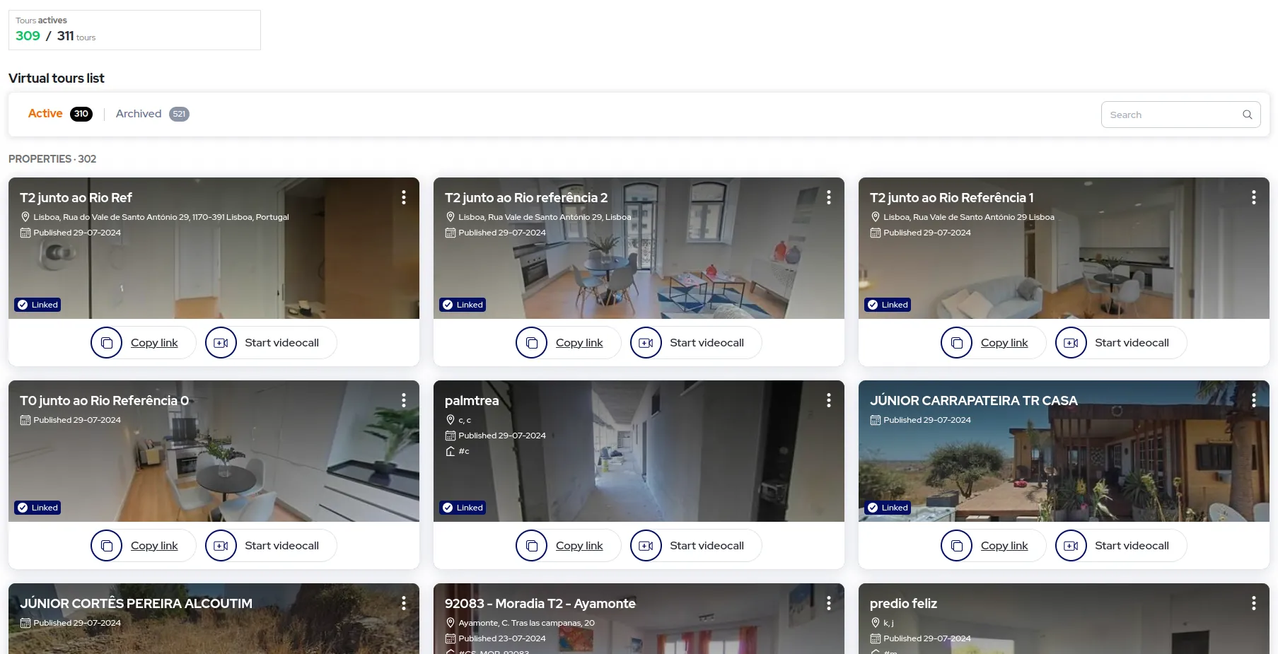 Screenshot of Floorfy property list embedded in an iframe